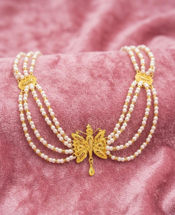 PEARL NECKLACE (24K GOLD PLATED) D64