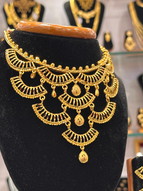 NECKLACEWITH EARRING (24K GOLD PLATED) D11